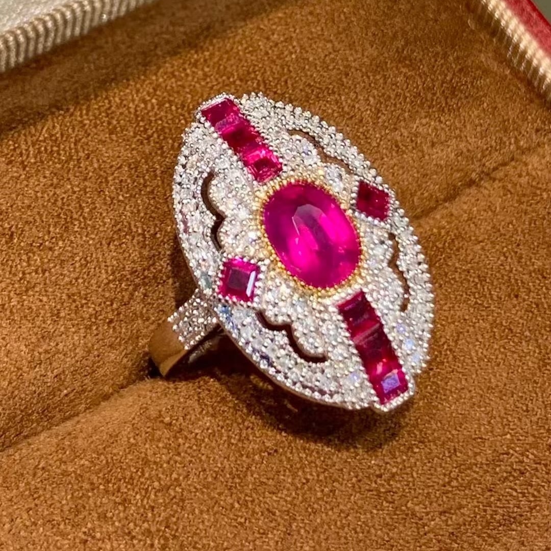 14k Gold 1.35 Ct Natural Ruby & Diamond Ring - 5