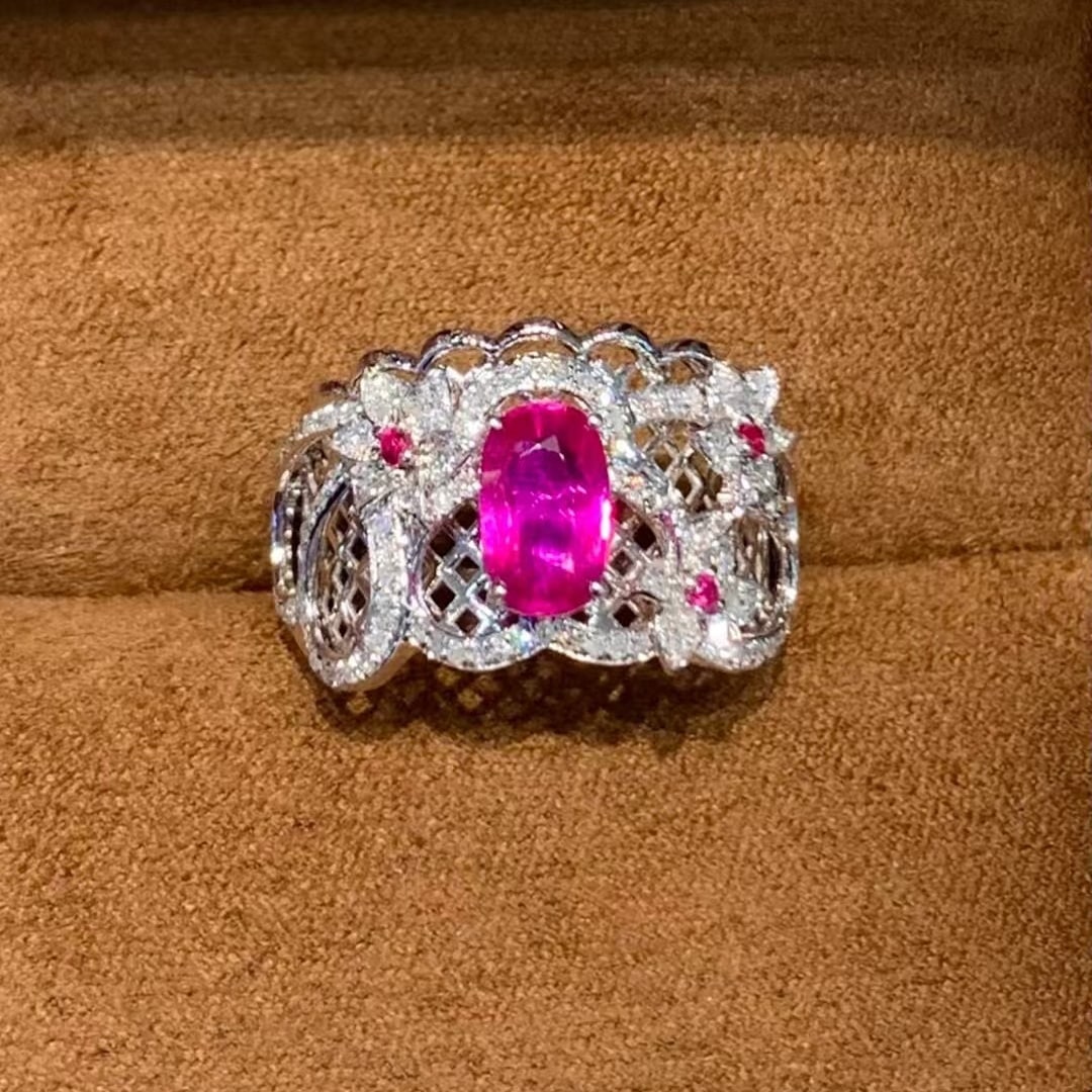 14k Gold 1.25 Ct Natural Ruby & Diamond Ring - 4