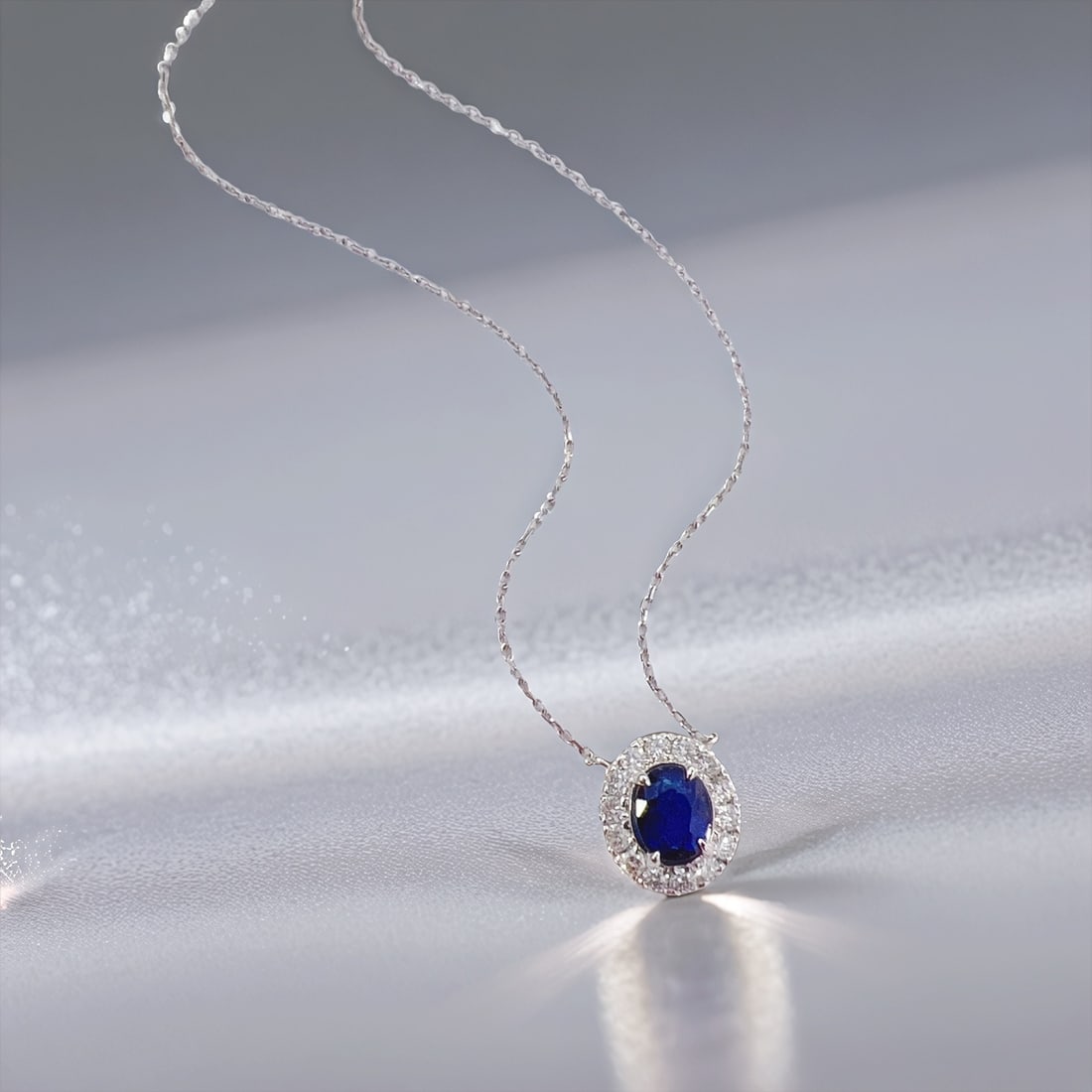 18k Gold 0.80 Ctw Natural Sapphire & Diamond Necklace - 3