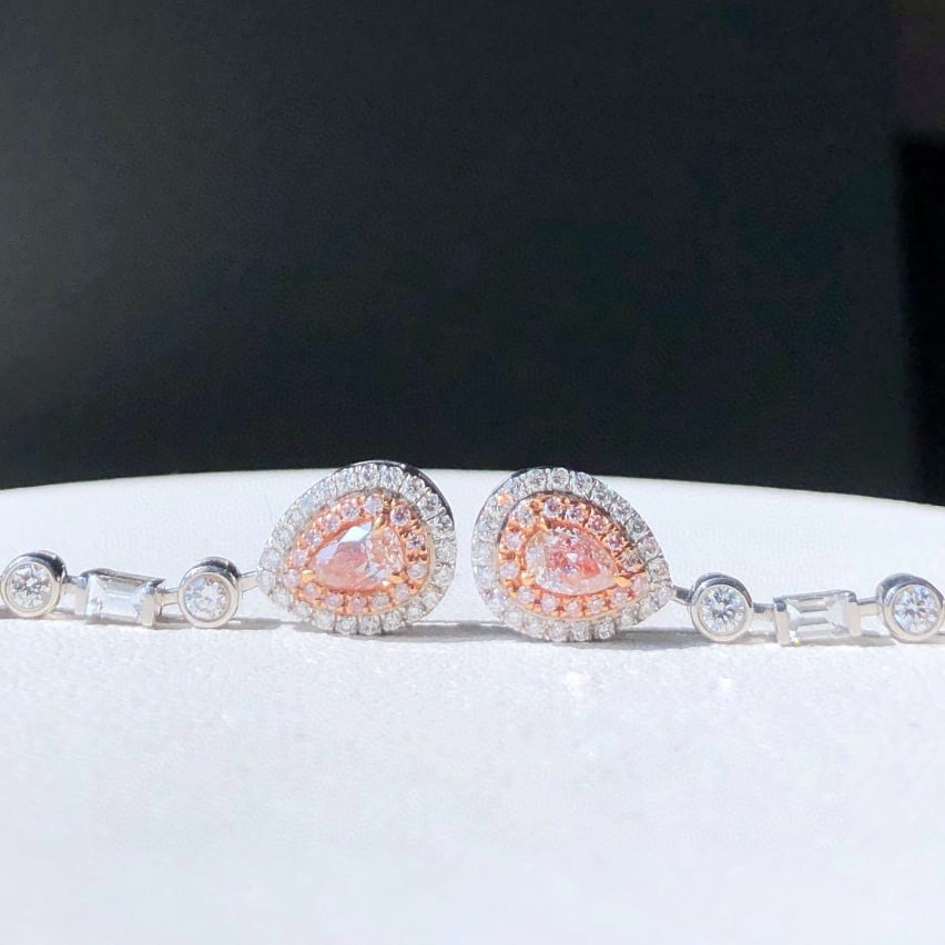 18k Gold 1.27 Ctw Natural Pink Diamond & Diamond Earrings - 3