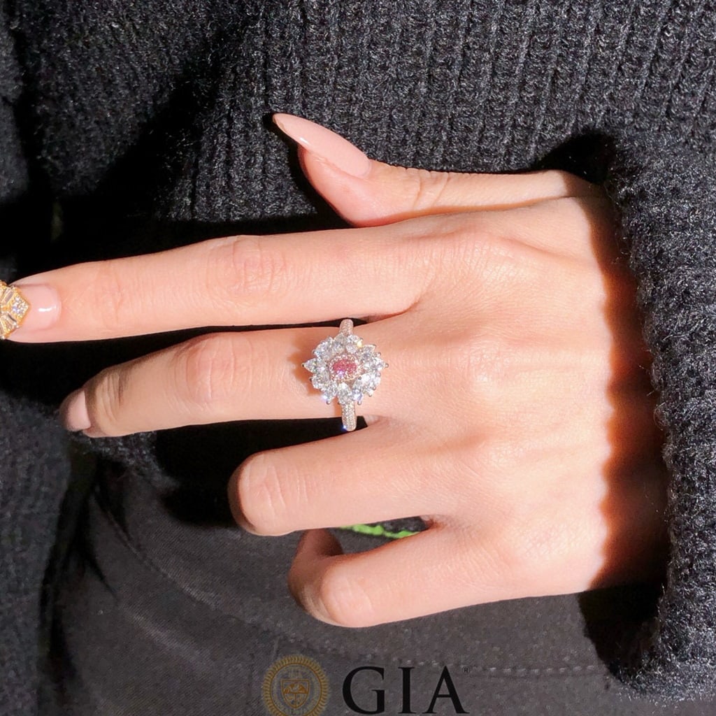 Gia Certified 18k Gold 1.40 Ctw Natural Pink Diamond & Diamond Ring/pendant( Without Chain ) - 5