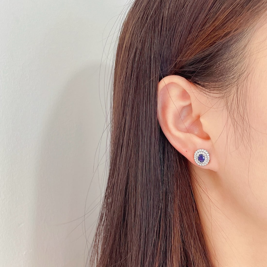 18k Gold 1.28 Ctw Natural Sapphire & Diamond Earrings - 3