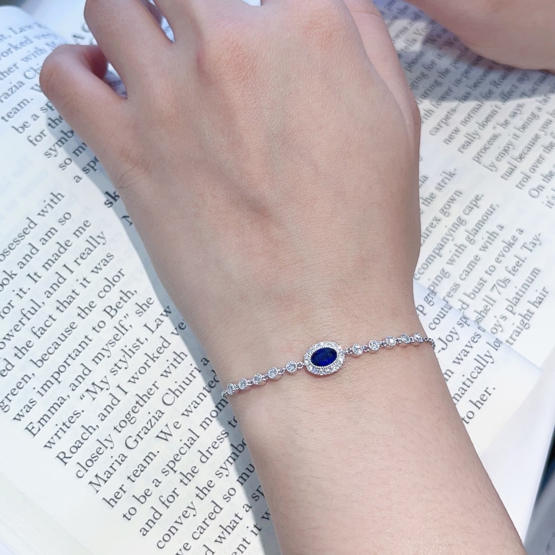 18k Gold 0.97 Ctw Natural Sapphire & Diamond Bracelet - 3