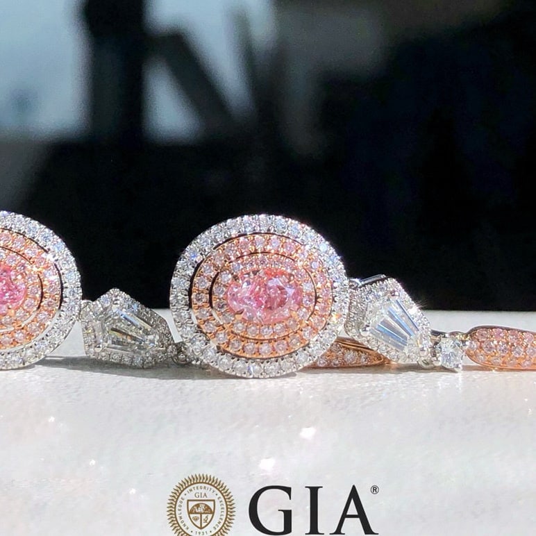 Gia Certified 18k Gold 1.95 Ctw Natural Pink Diamond & Diamond Earrings - 3