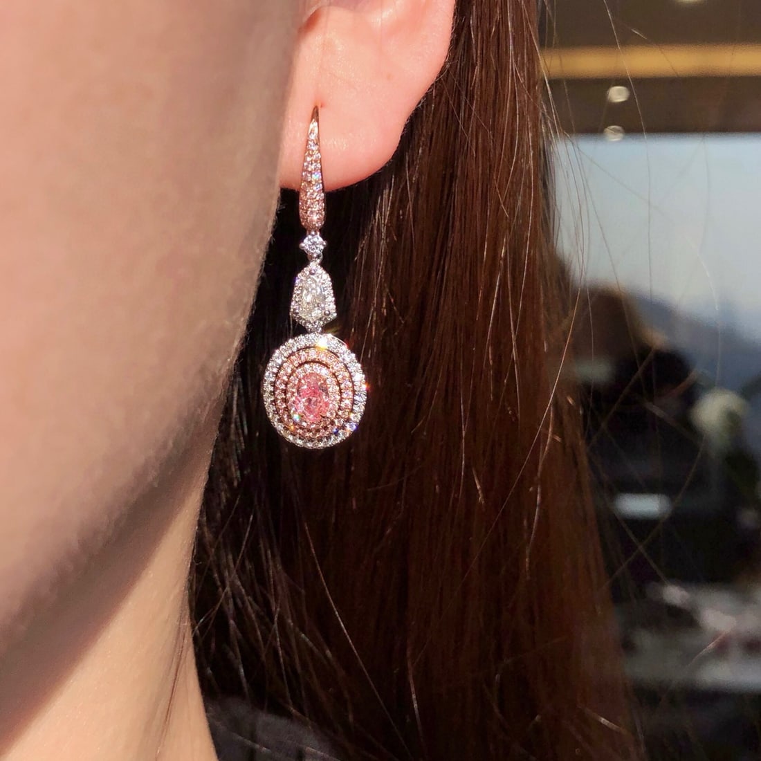 Gia Certified 18k Gold 1.95 Ctw Natural Pink Diamond & Diamond Earrings - 5