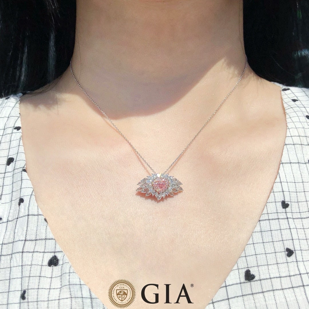 Gia Certified 18k Gold 1.75 Ctw Natural Pink Diamond & Diamond Ring/pendant( Without Chain ) - 6