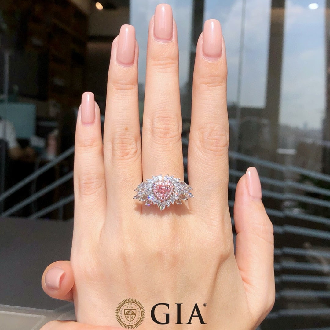 Gia Certified 18k Gold 1.75 Ctw Natural Pink Diamond & Diamond Ring/pendant( Without Chain ) - 7