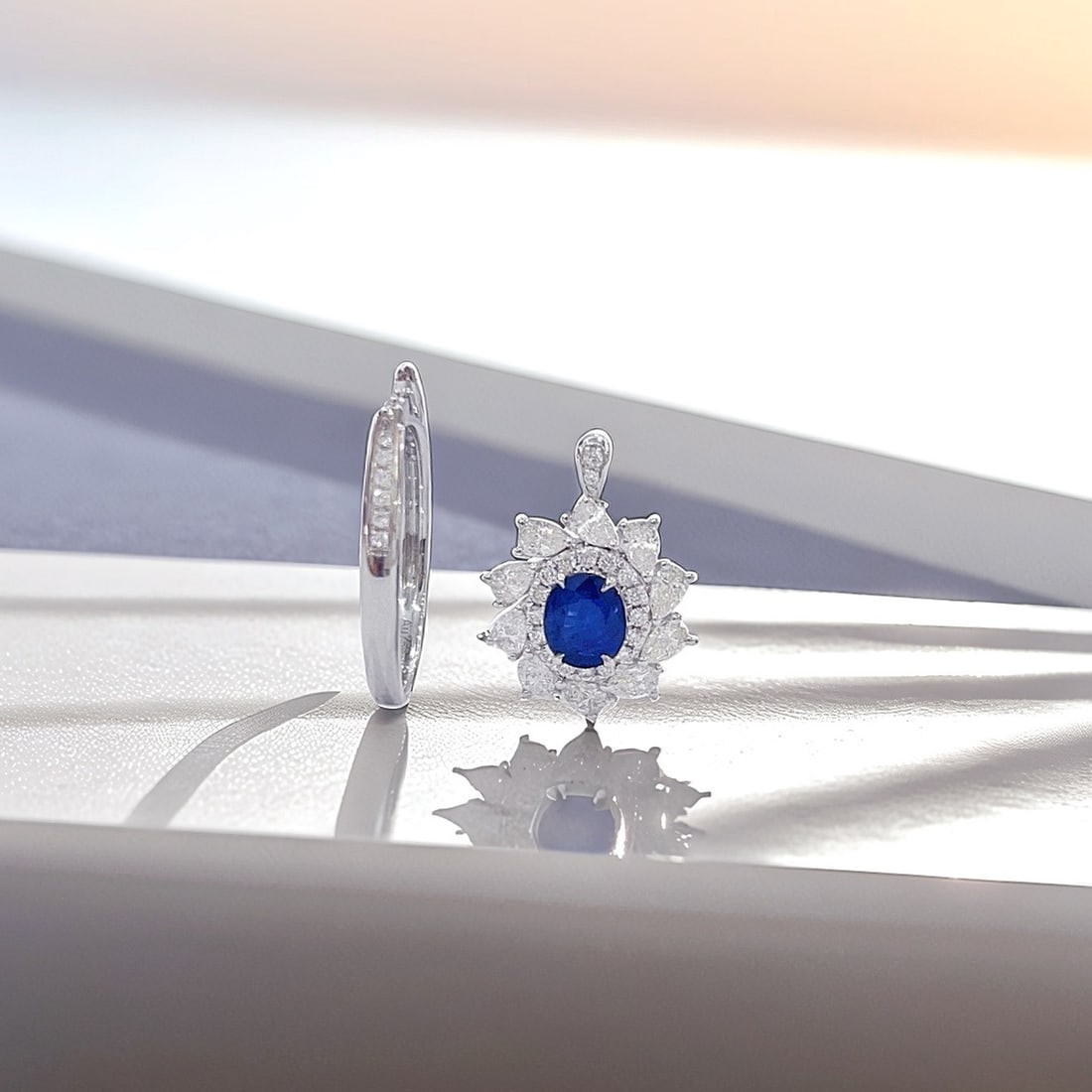 18k Gold 1.94 Ctw Natural Sapphire & Diamond Ring/pendant( Without Chain ) - 5