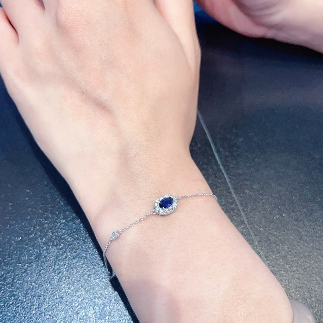 18k Gold 0.78 Ctw Natural Sapphire & Diamond Bracelet - 4