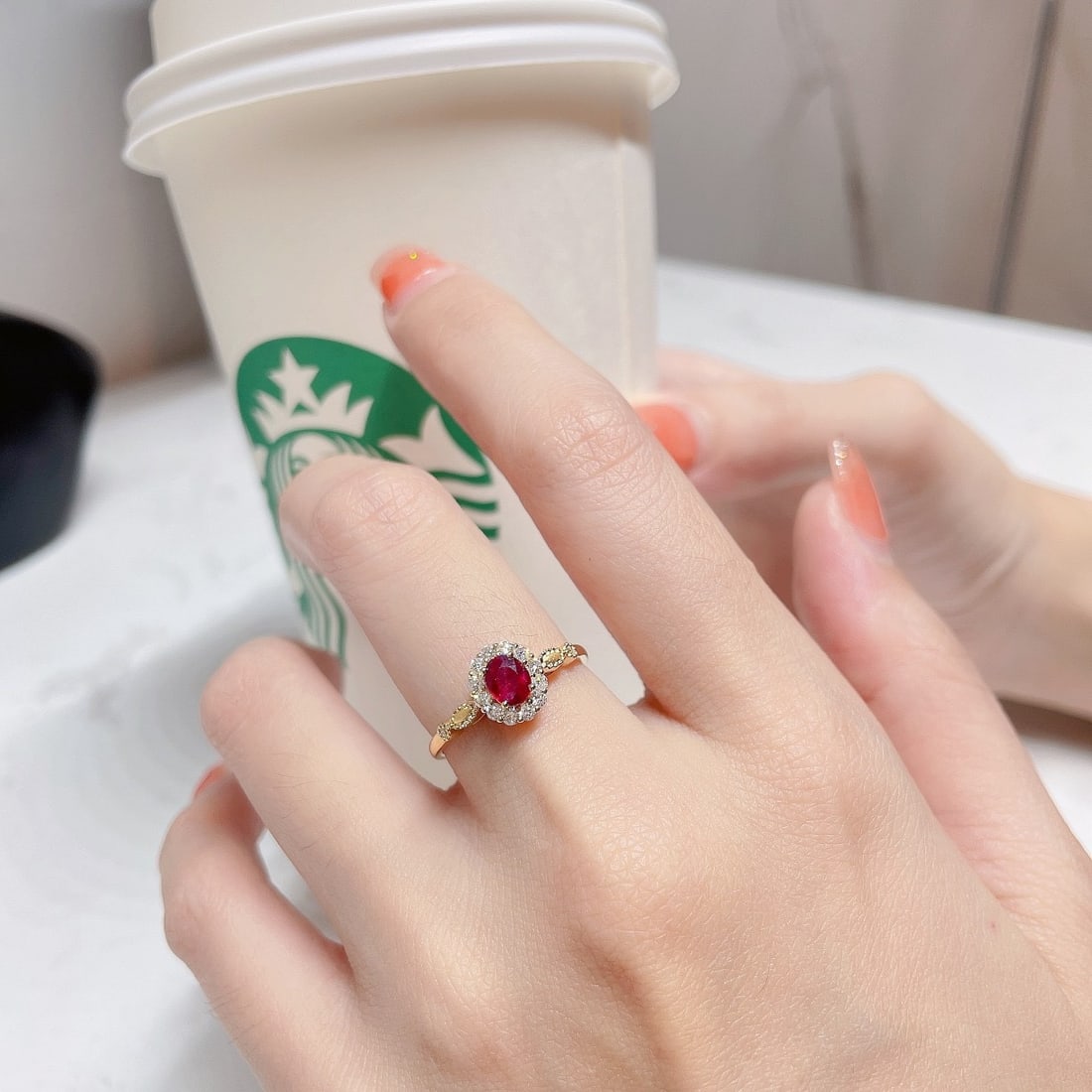 18k Gold 0.67 Ctw Natural Ruby & Diamond Ring - 2