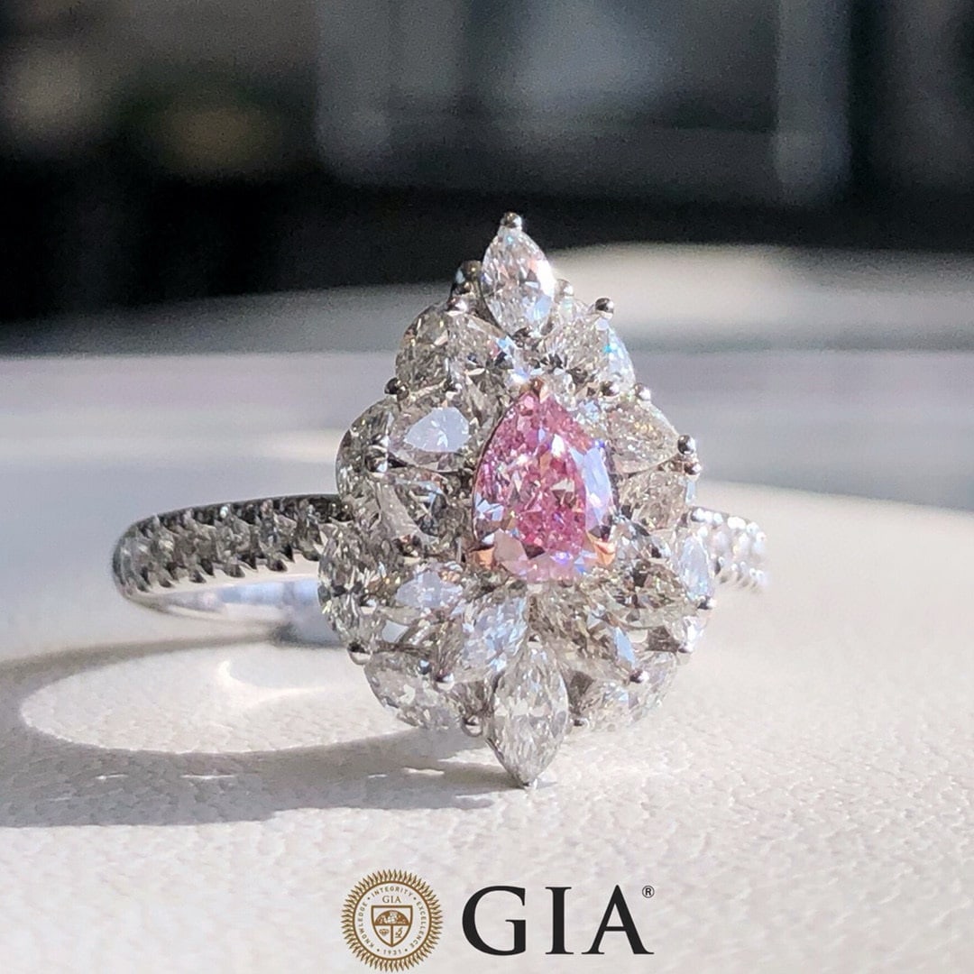 Gia Certified 18k Gold 1.42 Ctw Natural Pink Diamond & Diamond Ring/pendant( Without Chain ) - 3