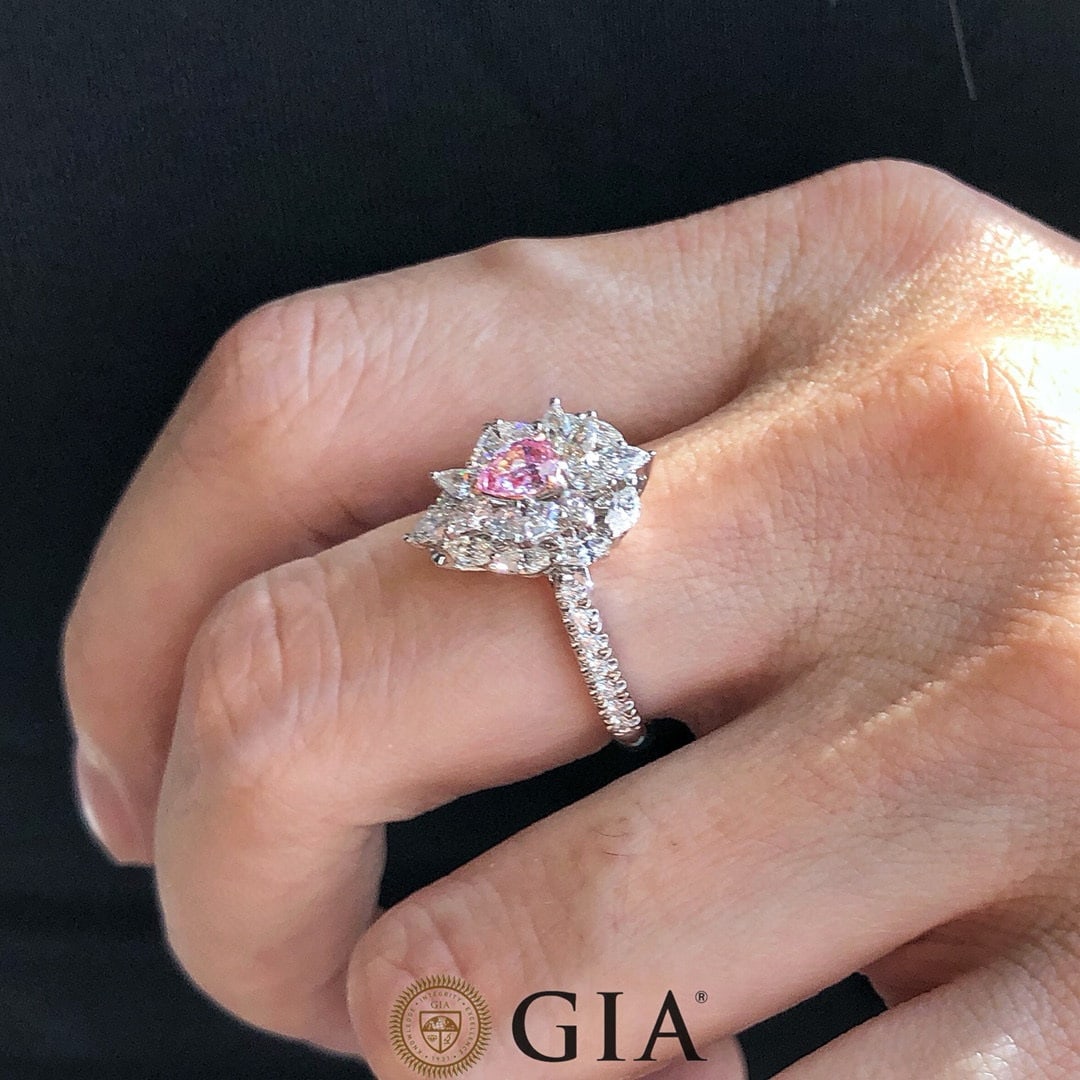 Gia Certified 18k Gold 1.42 Ctw Natural Pink Diamond & Diamond Ring/pendant( Without Chain ) - 7