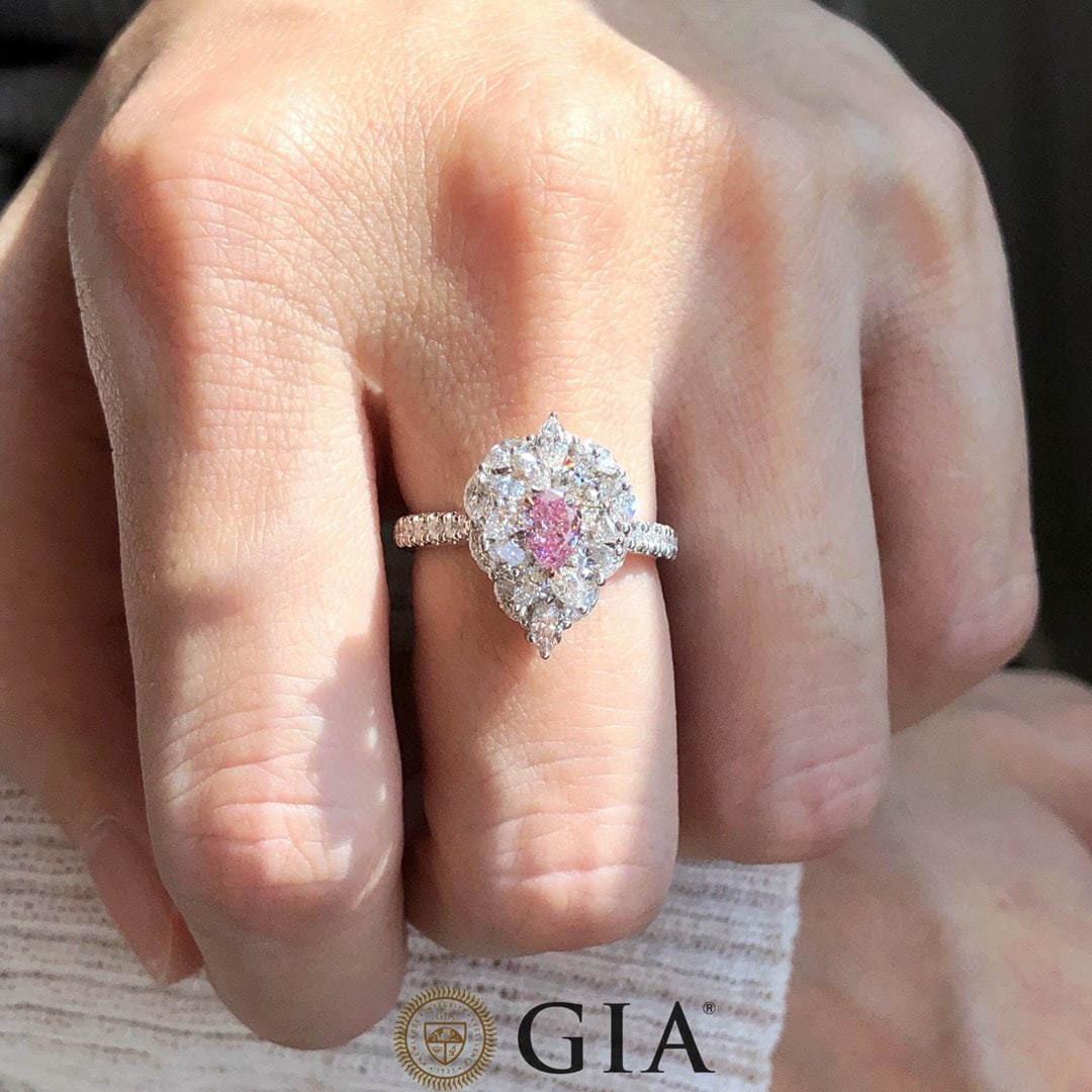 Gia Certified 18k Gold 1.42 Ctw Natural Pink Diamond & Diamond Ring/pendant( Without Chain ) - 8