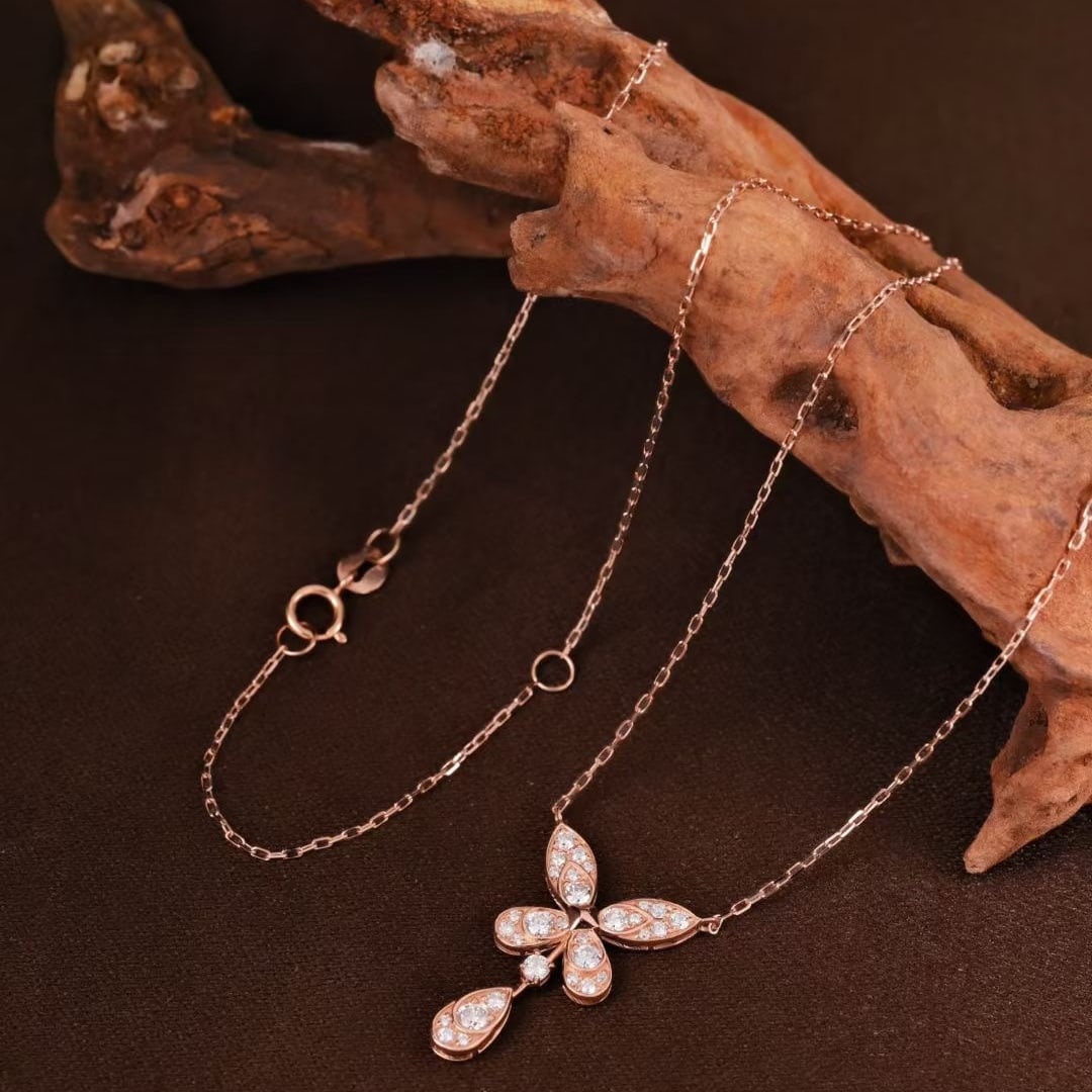 14k Gold 0.48 Ct Natural H Diamond Necklace - 2