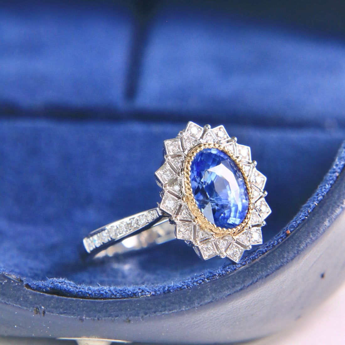 14k Gold 3.00 Ctw Natural Sapphire & Diamond Ring/pendant( Without Chain ) - 2