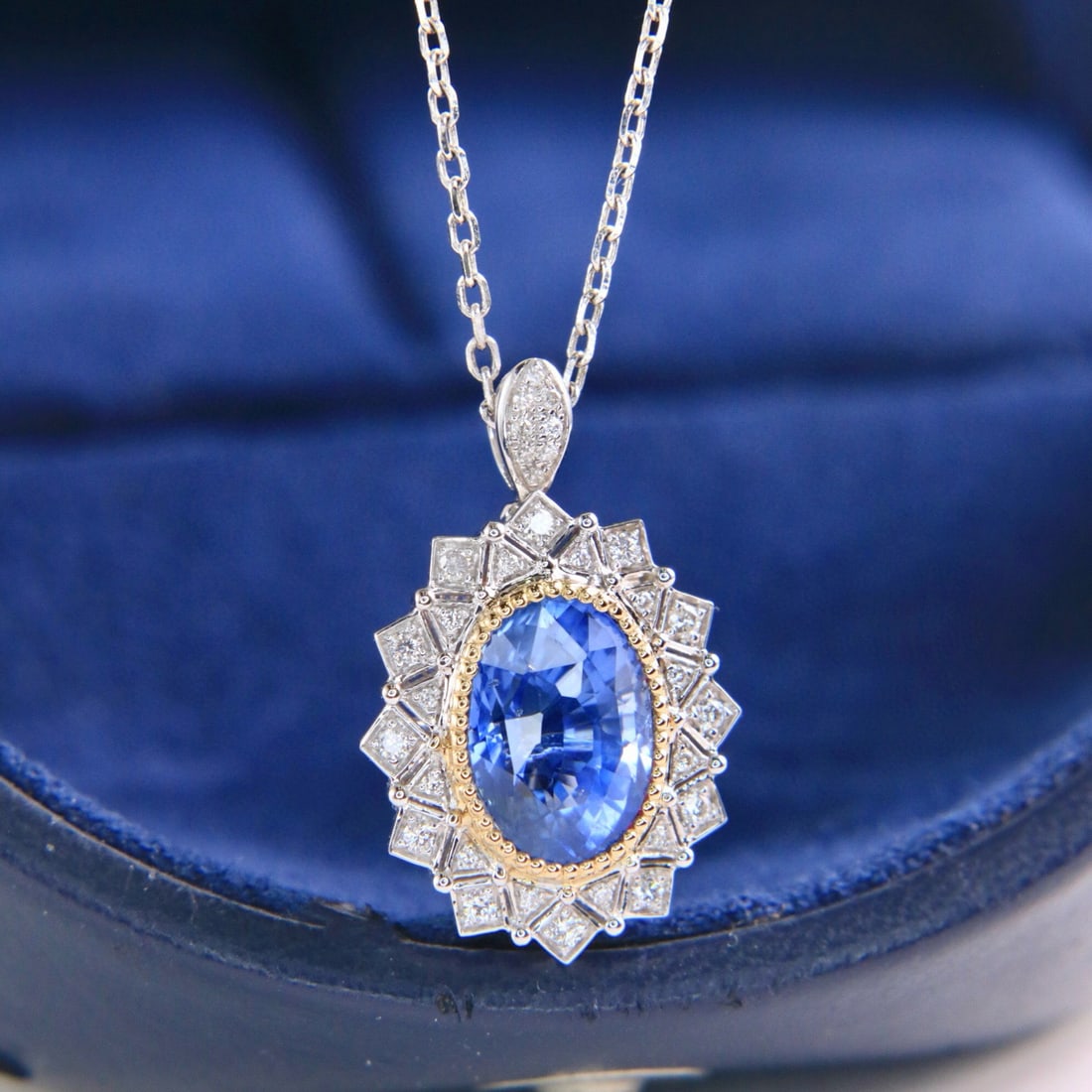 14k Gold 3.00 Ctw Natural Sapphire & Diamond Ring/pendant( Without Chain ) - 6