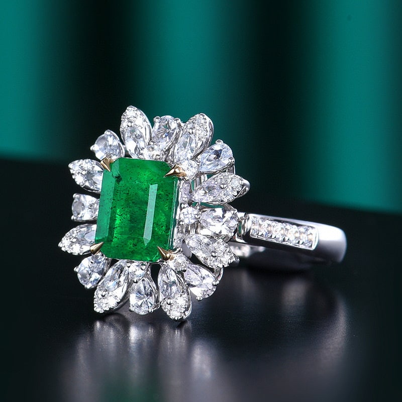 14k Gold 2.68 Ctw Vivid Green Natural Emerald & Sapphire Ring/pendant( Without Chain ) - 2