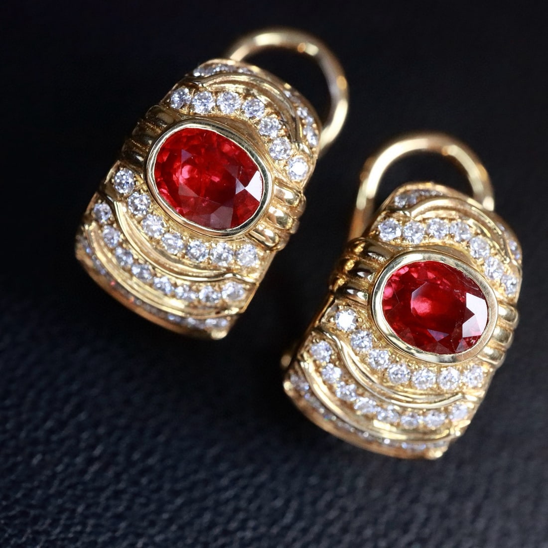 14k Gold 1.36 Ctw Vivid Red Natural Ruby & Diamond Earrings - 6