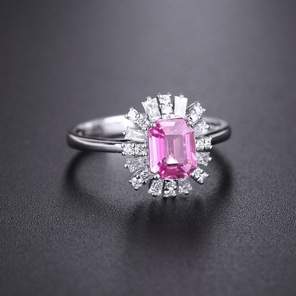 14k Gold 1.44 Ctw Natural Padparadscha Sapphire & Diamond Ring - 2