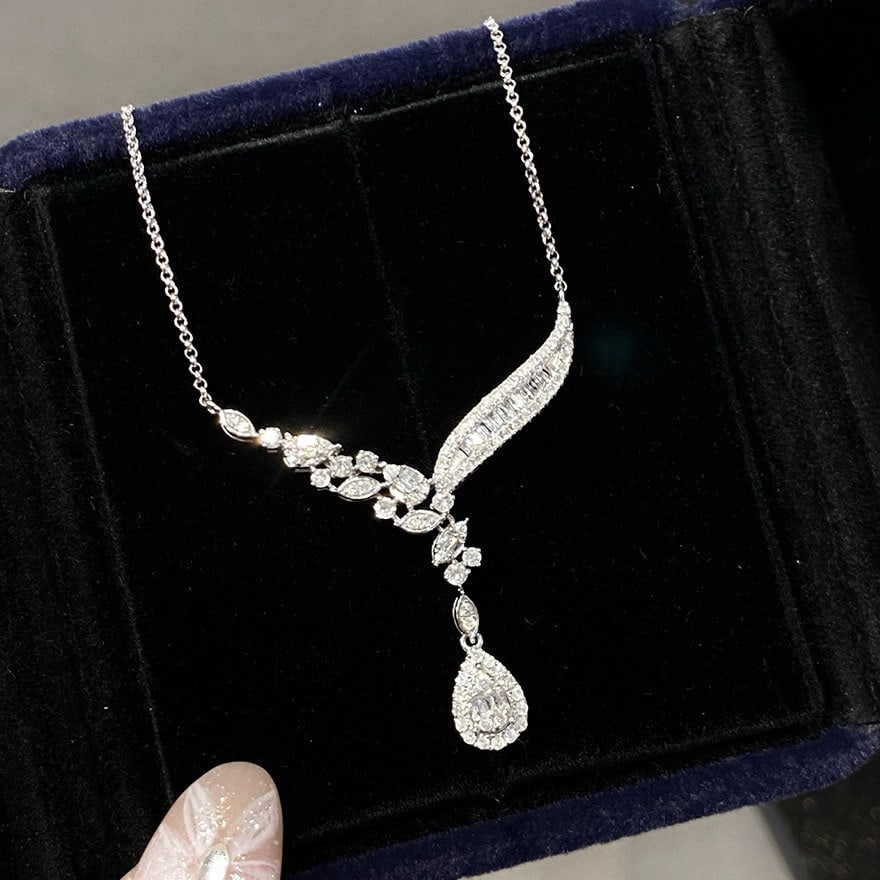 14k Gold 0.6 Ct Natural H Diamond Necklace - 2