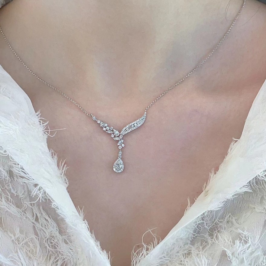 14k Gold 0.6 Ct Natural H Diamond Necklace - 8