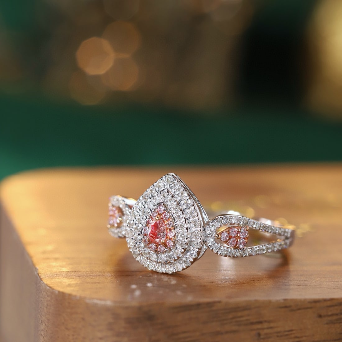 14k Gold 0.45 Ctw Natural Pink Diamond & Diamond Ring - 2