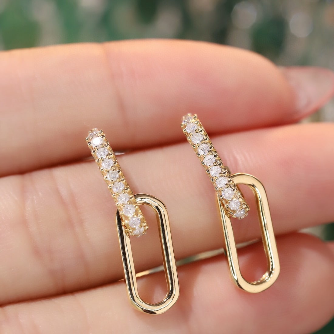 14k Gold 0.46 Ct Natural H Diamond Earrings - 5