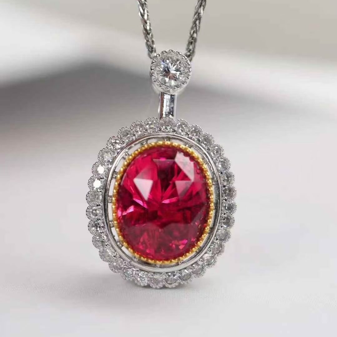 14k Gold 2.23 Ctw Natural Spinel & Diamond Pendant( Without Chain ) - 3