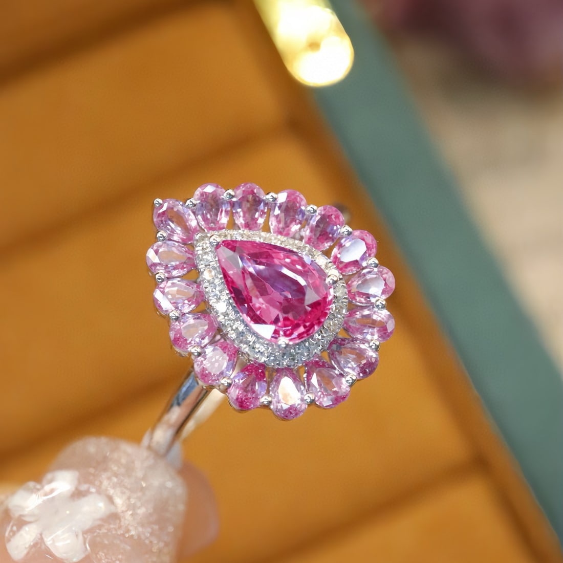 14k Gold 1.91 Ctw Natural Padparadscha Sapphire & Diamond Ring - 3