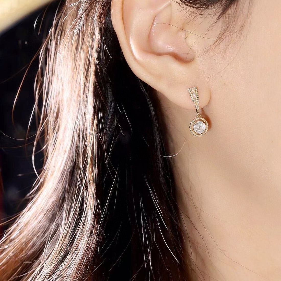 14k Gold 0.60 Ct Natural H Diamond Earrings - 3