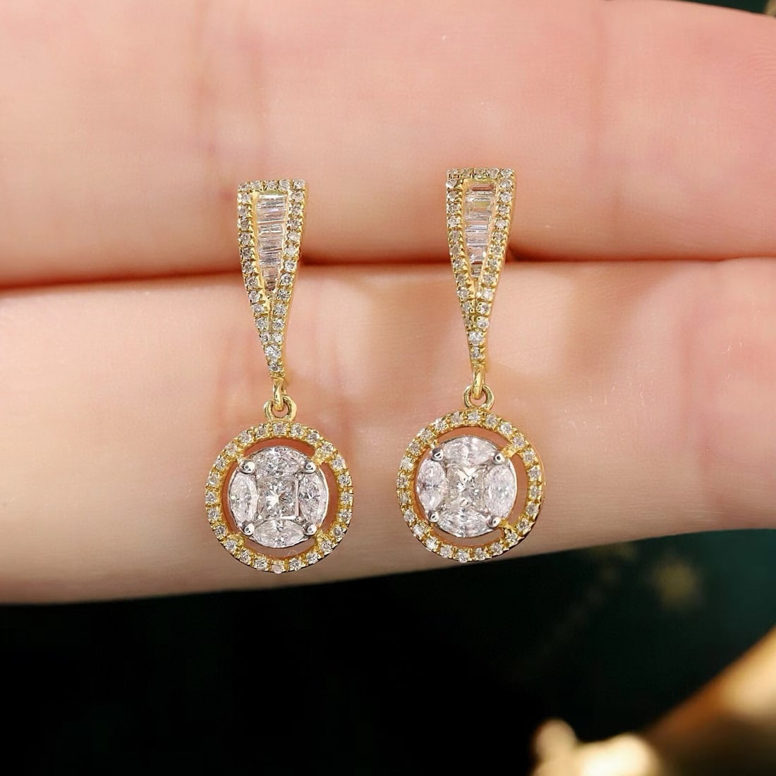 14k Gold 0.60 Ct Natural H Diamond Earrings - 4