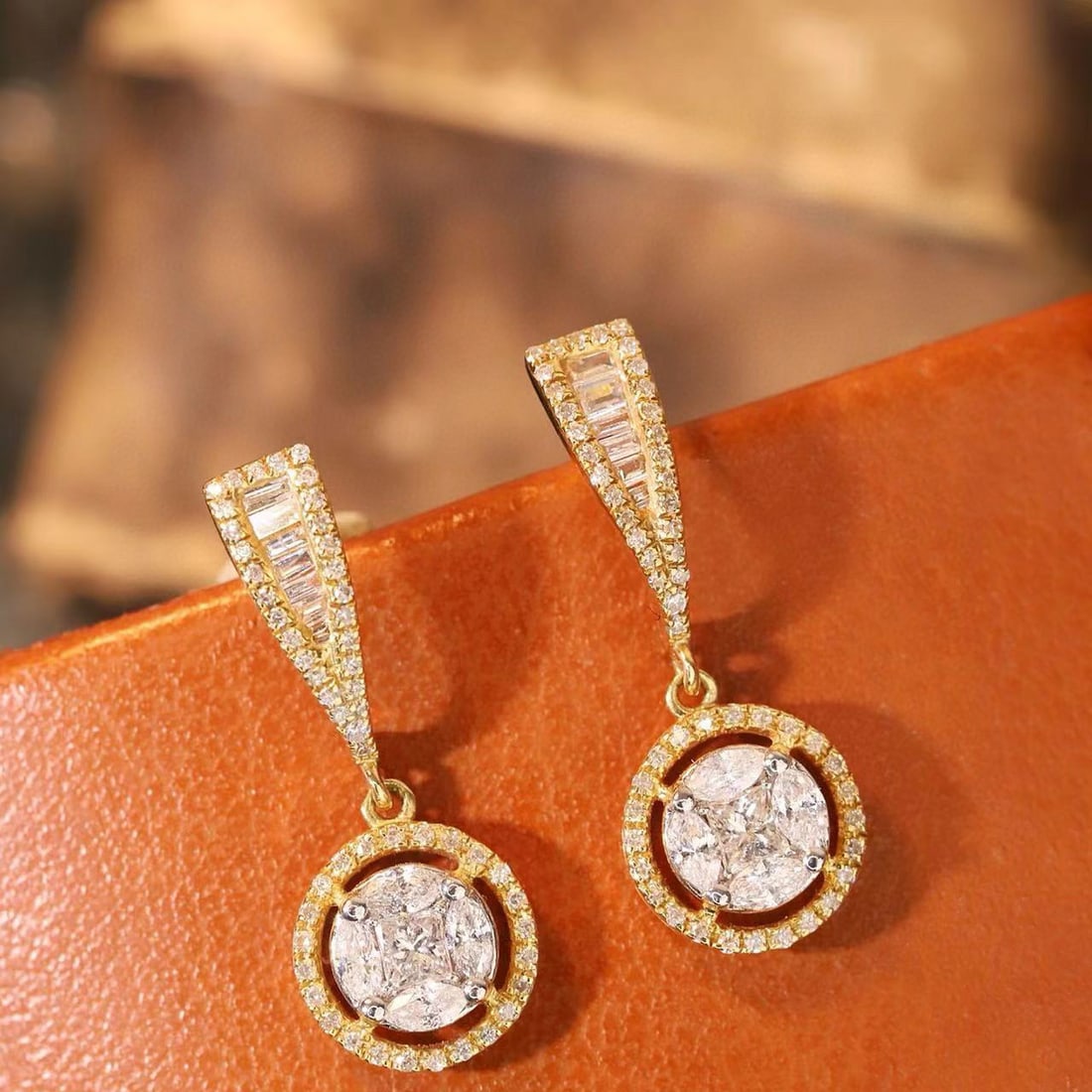 14k Gold 0.60 Ct Natural H Diamond Earrings - 7