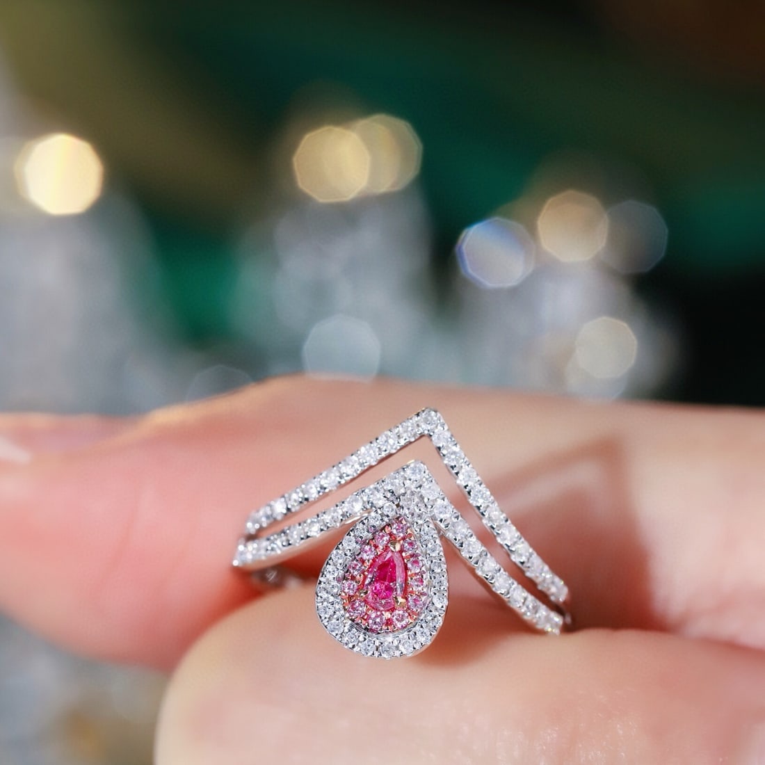 14k Gold 0.5 Ctw Natural Pink Diamond & Diamond Ring - 8