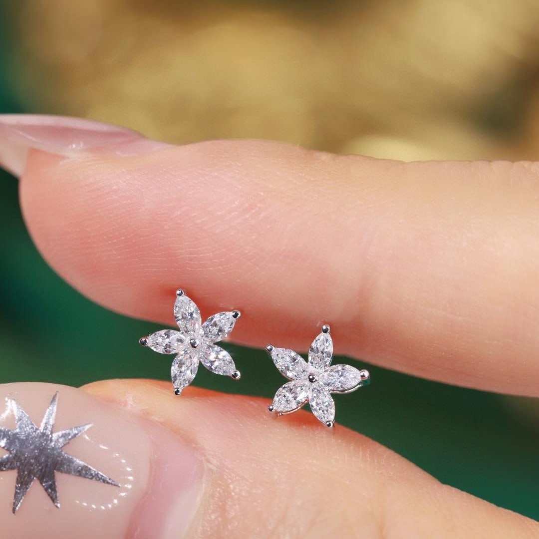 14k Gold 0.6 Ct Natural H Diamond Earrings - 4