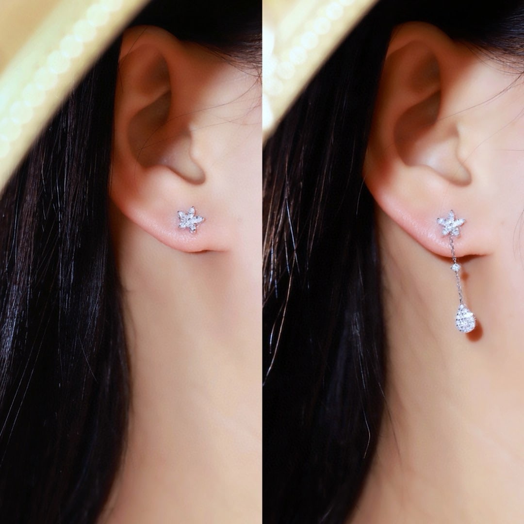 14k Gold 0.6 Ct Natural H Diamond Earrings - 8