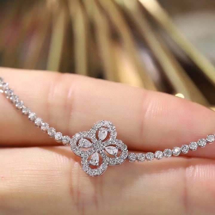 14k Gold 1.5 Ct Natural H Diamond Bracelet - 5