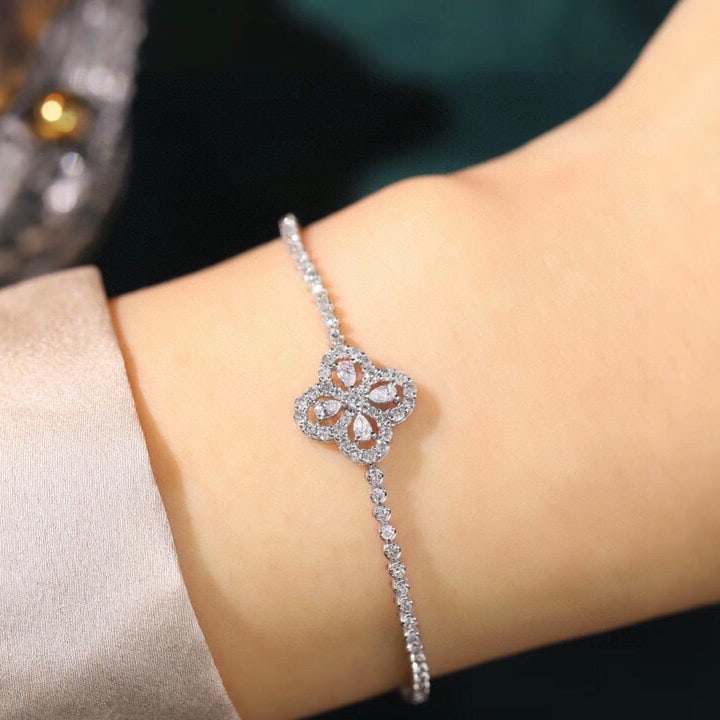 14k Gold 1.5 Ct Natural H Diamond Bracelet - 7