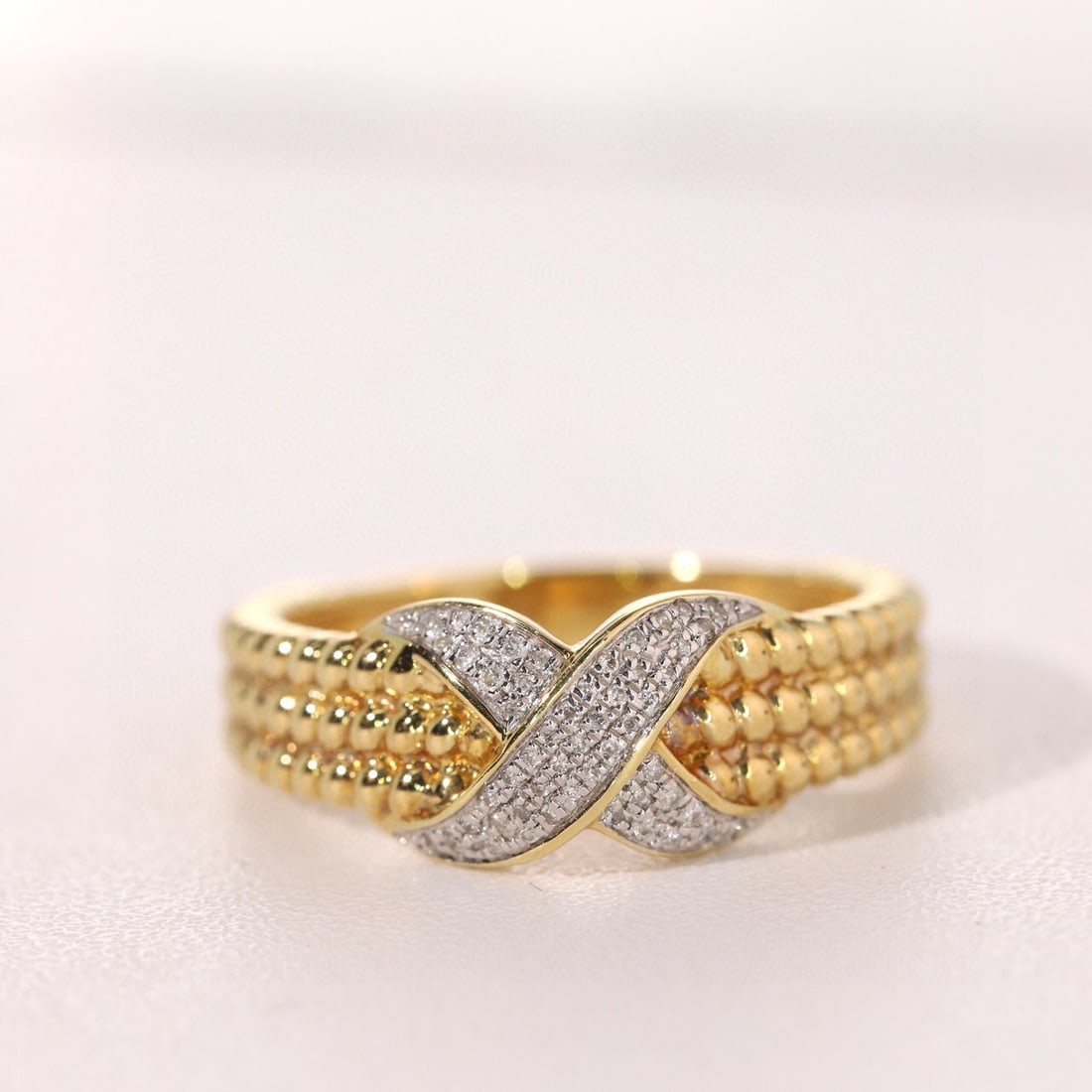 14k Gold 0.1 Ct Natural H Diamond Ring - 2