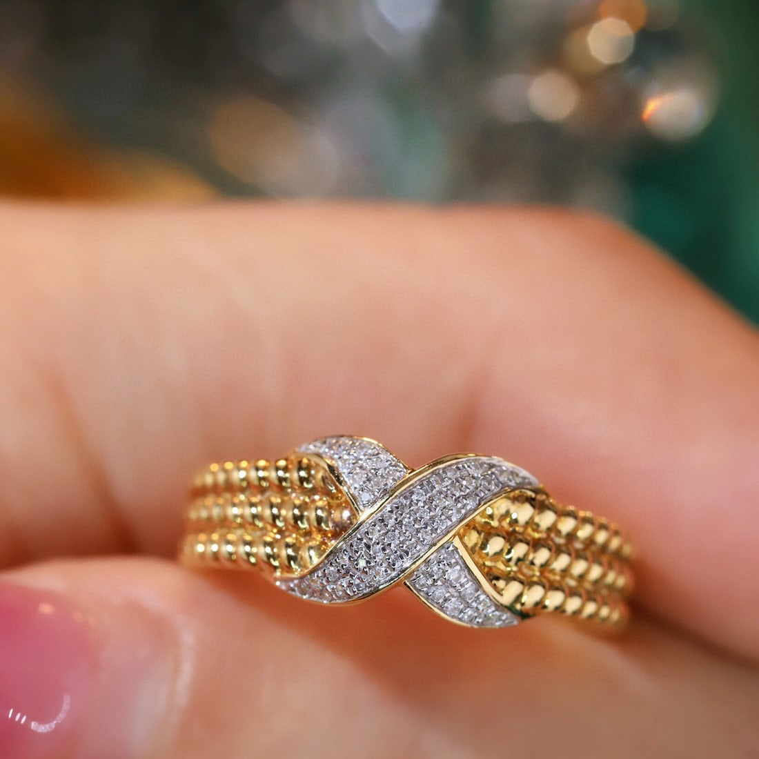 14k Gold 0.1 Ct Natural H Diamond Ring - 5