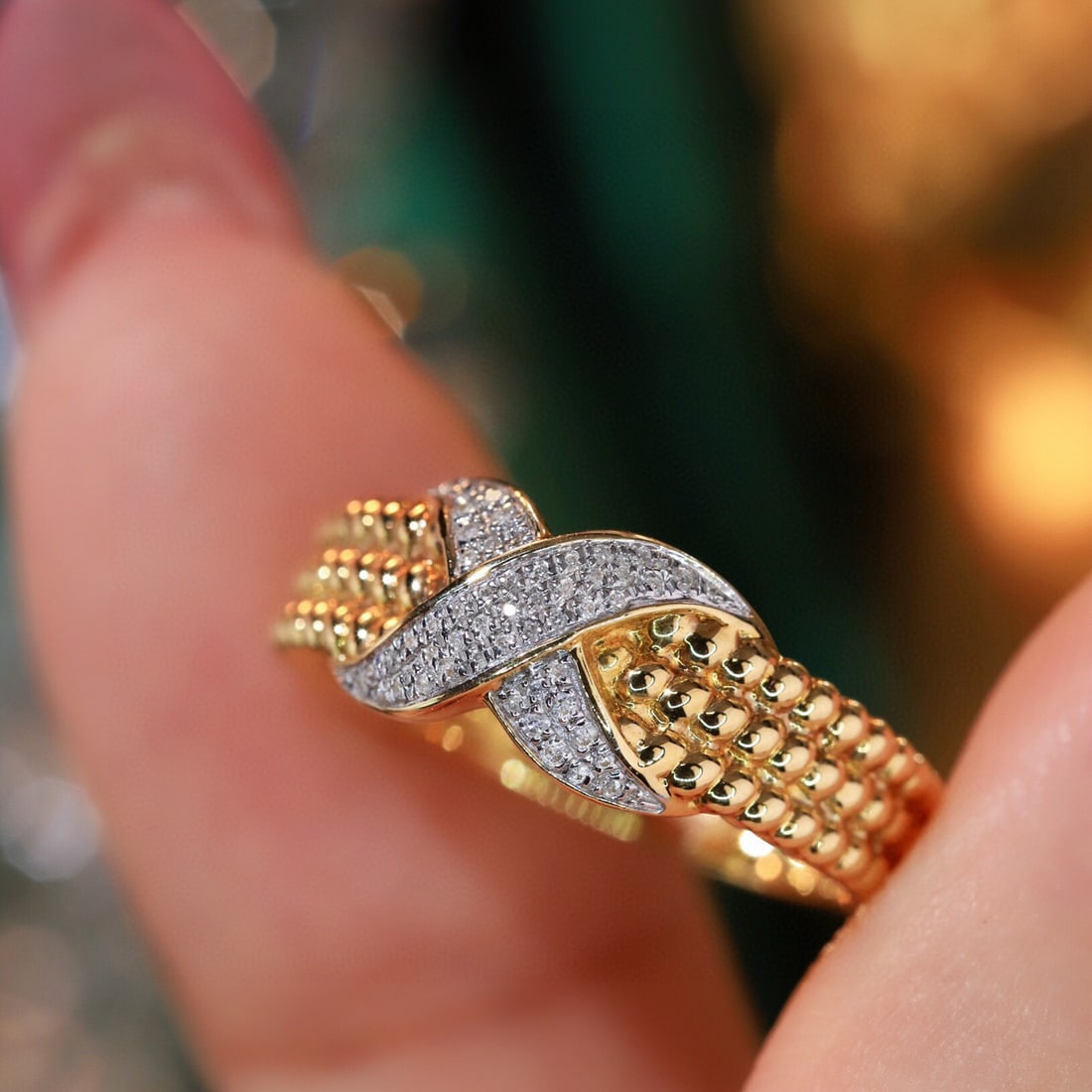 14k Gold 0.1 Ct Natural H Diamond Ring - 7