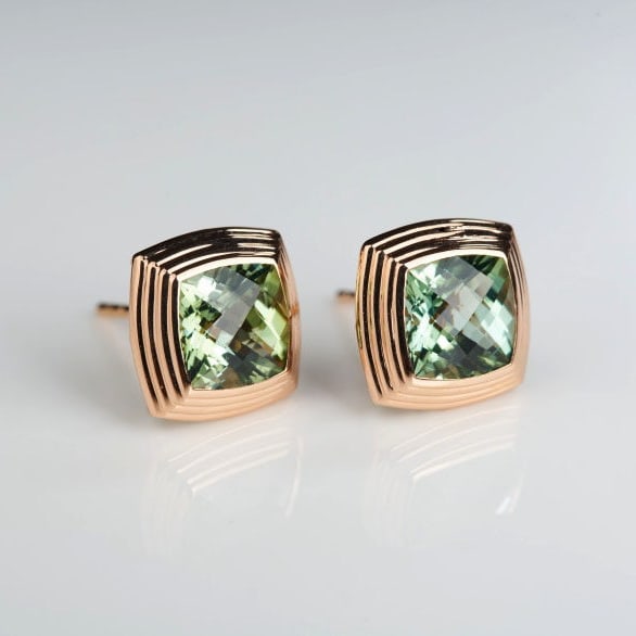 14k Gold 3.0 Ct Natural Tourmaline Earrings - 2