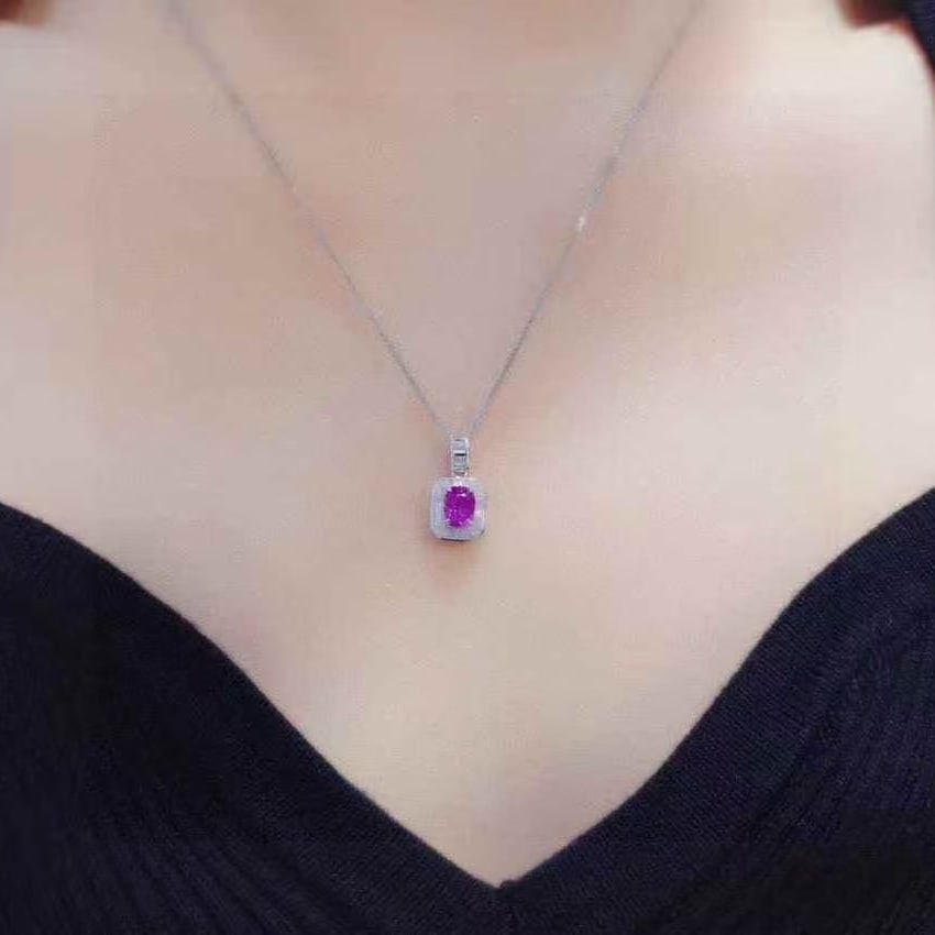 14k Gold 1.35 Ctw Natural Sapphire & Diamond Pendant( Without Chain ) - 4