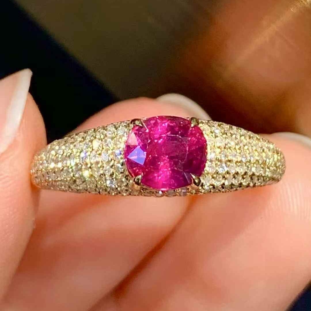 14k Gold 1.1 Ct Natural Ruby & Diamond Ring - 2