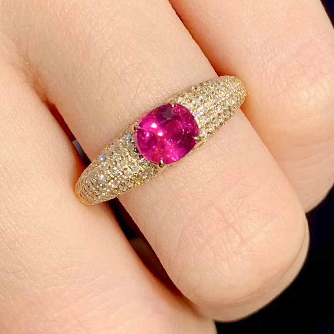14k Gold 1.1 Ct Natural Ruby & Diamond Ring - 4