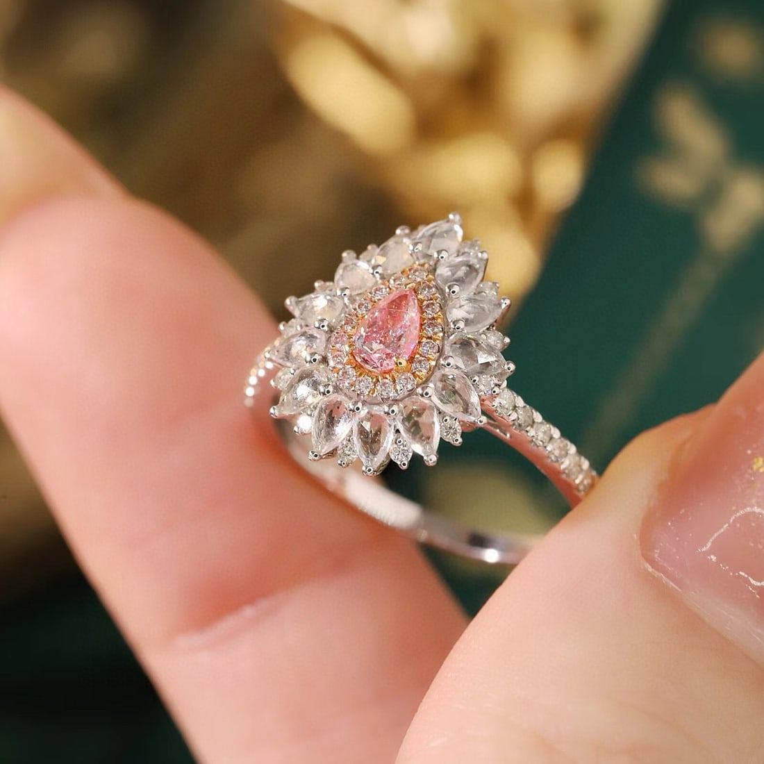 14k Gold 0.45 Ctw Natural Pink Diamond & Diamond Ring - 6