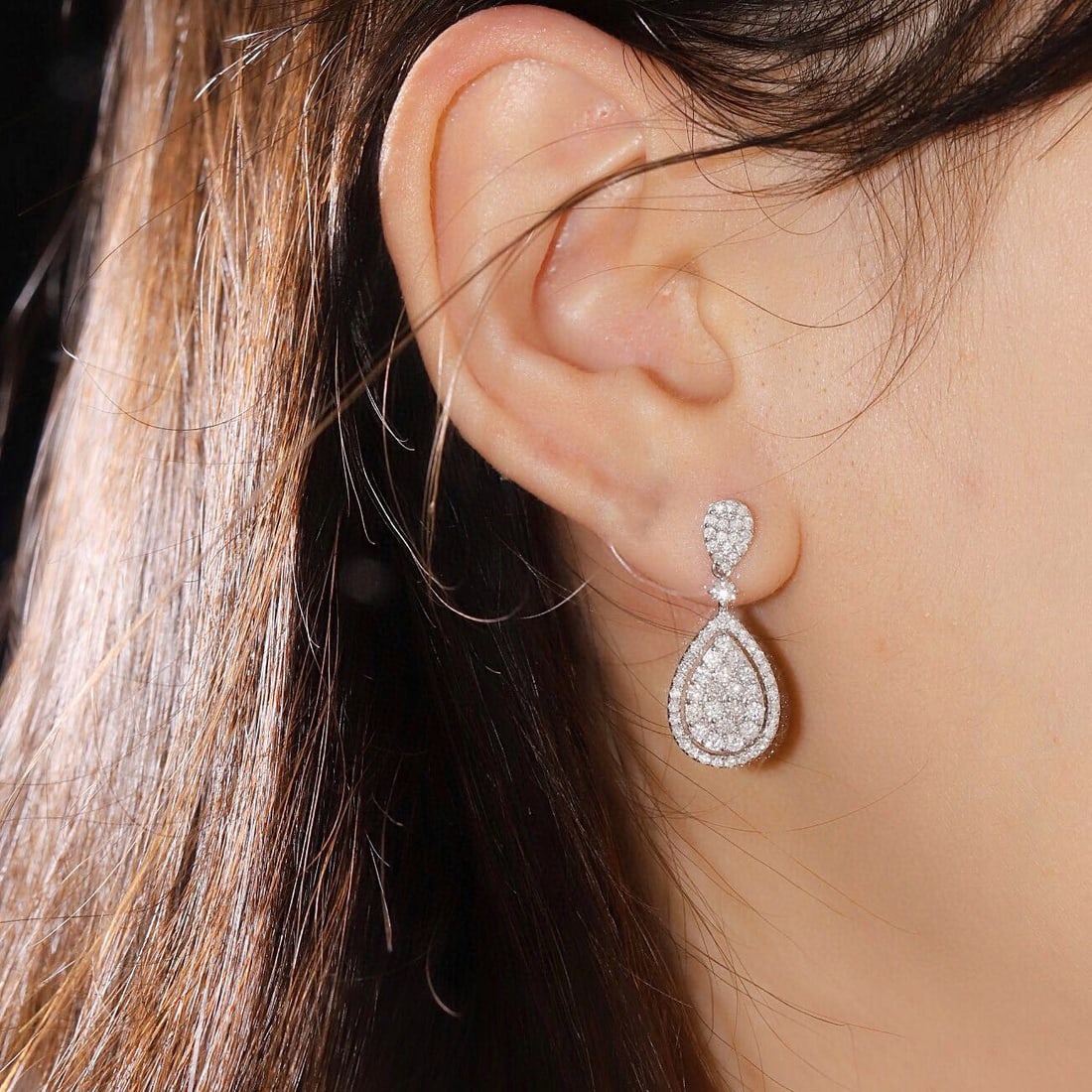 14k Gold 1.6 Ct Natural H Diamond Earrings - 8