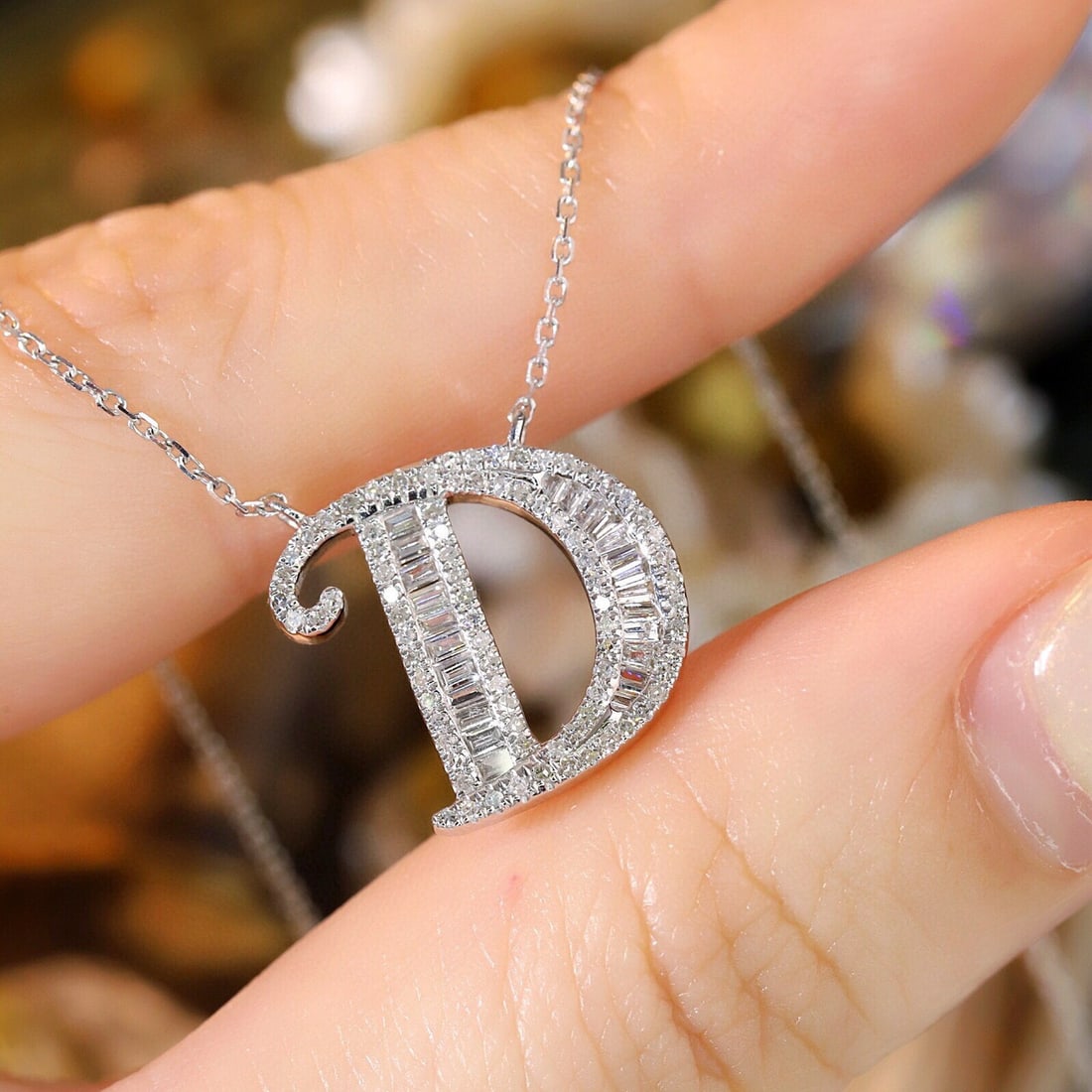 14k Gold 0.45 Ct Natural H Diamond Necklace - 2