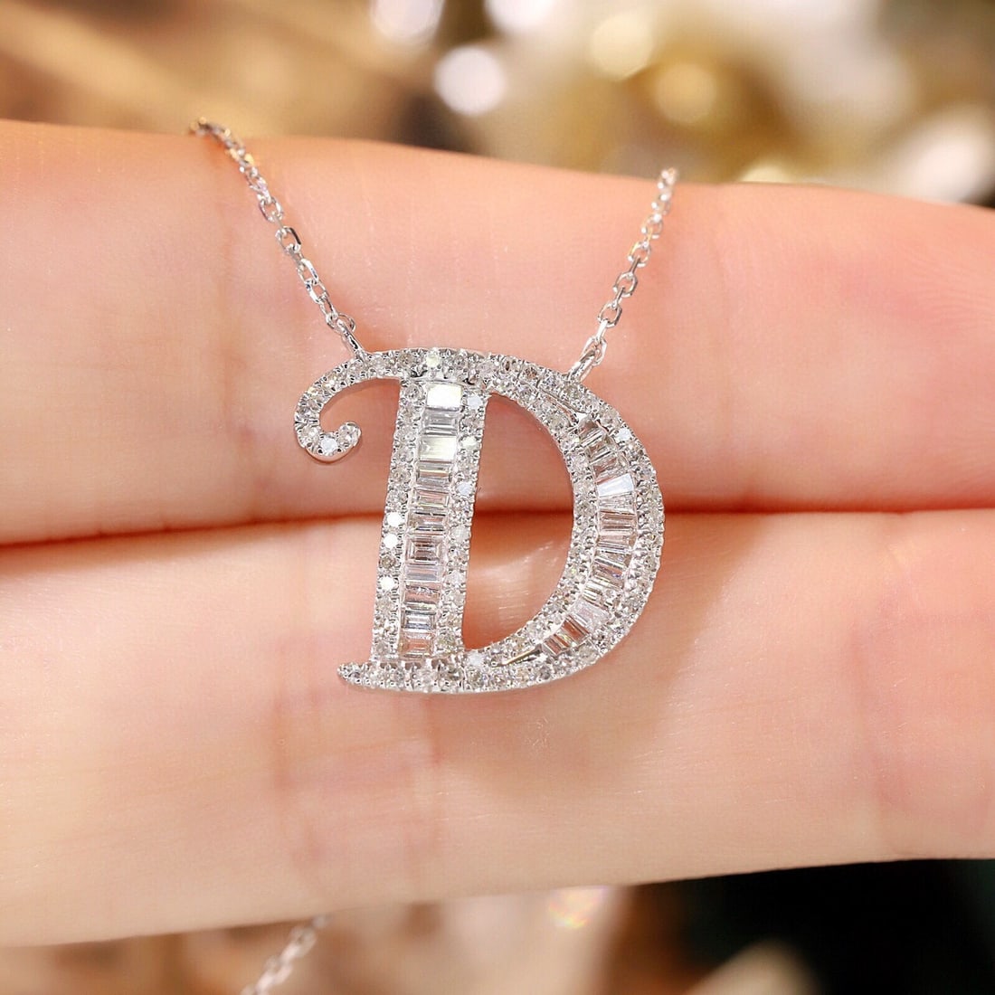 14k Gold 0.45 Ct Natural H Diamond Necklace - 3