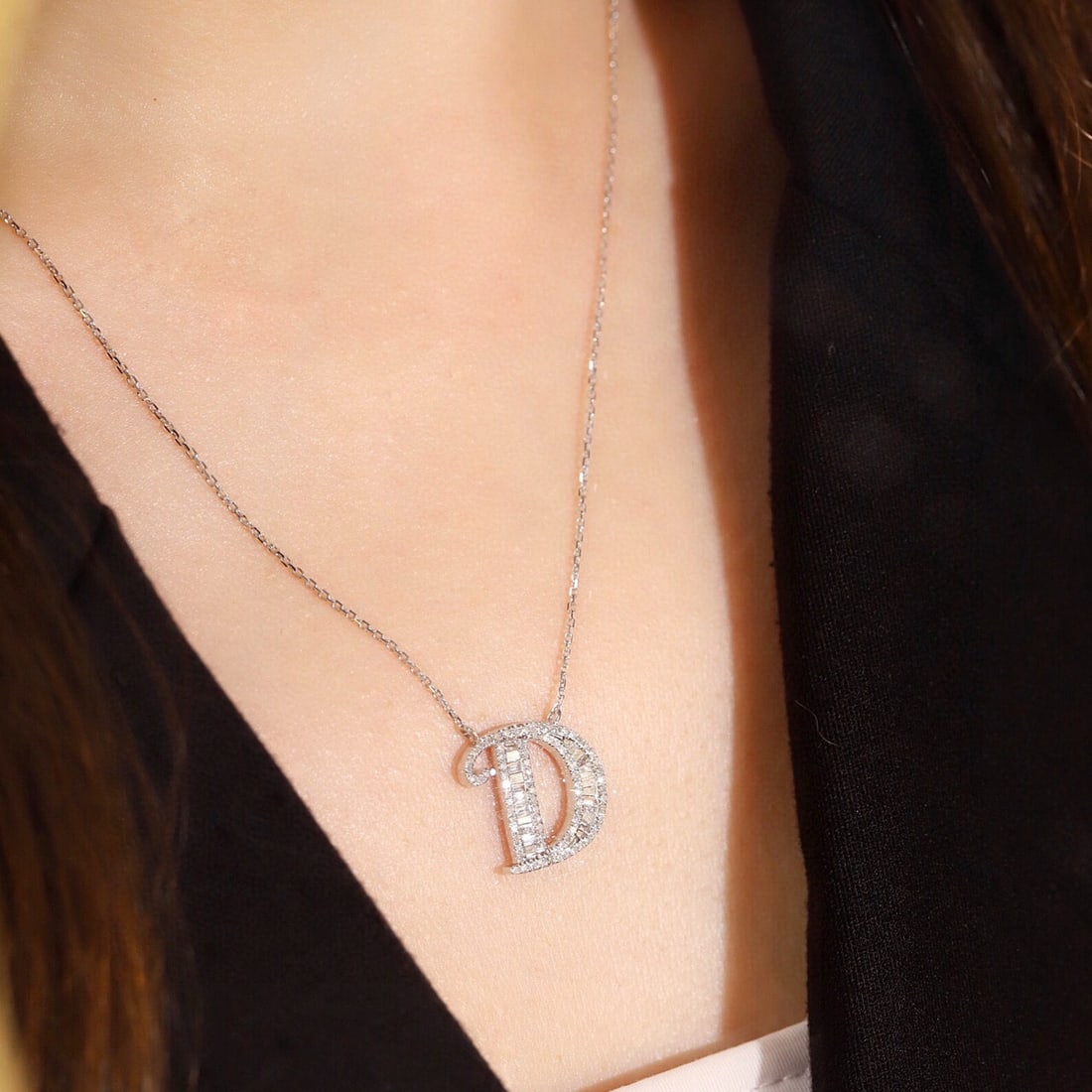 14k Gold 0.45 Ct Natural H Diamond Necklace - 5