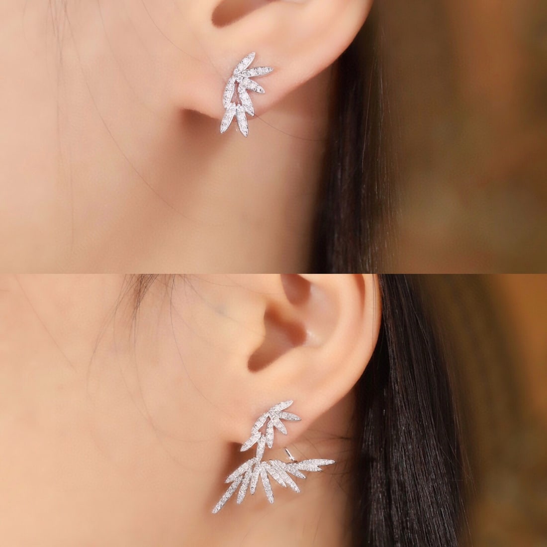 14k Gold 1 Ct Natural H Diamond Earrings - 8